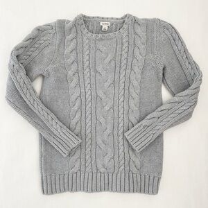Vintage Gray L.L. Bean 100% Cotton Cable Knit Long Sleeve Sweater